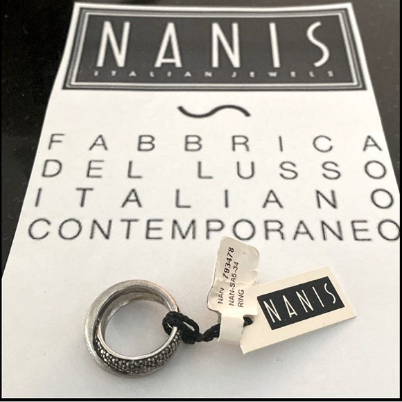 NWT NANIS Jewelers Brushed Sterling Silver and gemstone Cross Over Ring |Size 7 - Picture 5 of 13